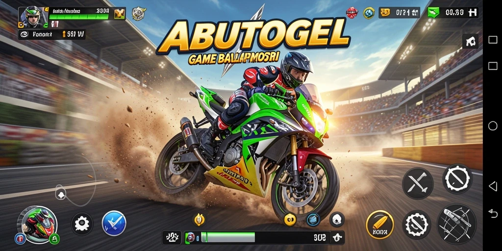 Tampilan mendebarkan dalam permainan balap motor ABUTOGEL.